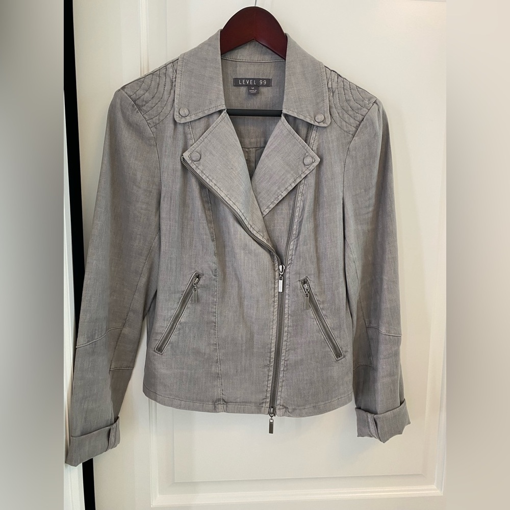 Level 99 Brooklyn Linen Tencel Moto
Jacket Gray Size Medium